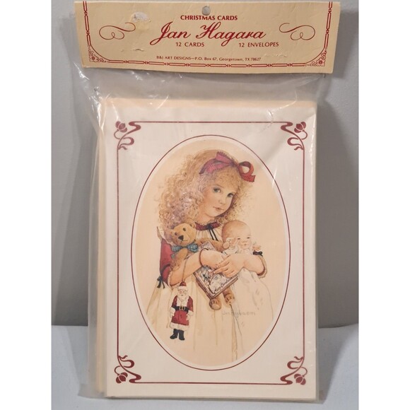 Jan Hagara Christmas Cards 12 cards + 12 Envelopes Vintage 1982 Ephemera - Picture 1 of 6